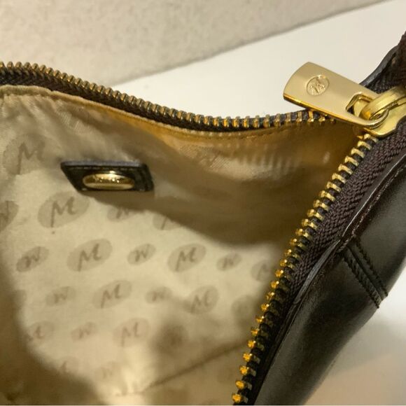 Monsac Purse Dark Brown Patent Shiny leather shoulder bag small - Picture 11 of 13